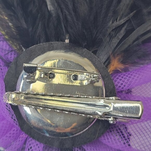 Purple Feathers Fascinator Peacock Feathers Tulle Hair Accessory Br… - Picture 9 of 11